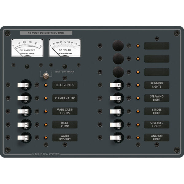 BLUE SEA 8068 PANEL DC 13 POS V/AMMETER