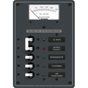 BLUE SEA 8143 BREAKER PANEL 230VAC VMETER