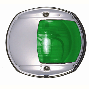 PERKO LED SIDE LIGHT 12V GREEN W/ CHROME PLATED BRASS