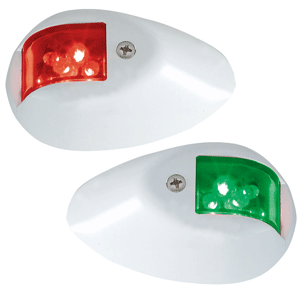 PERKO LED SIDE LIGHTS 24V RED / GREEN W/ WHITE HOUSING