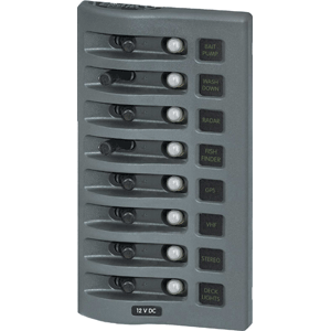 BLUE SEA 4378 WEATHER DECK 12V PANEL 8 POSITION GREY