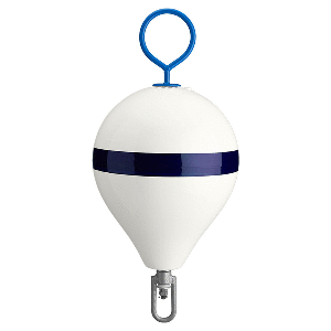 POLYFORM MOORING BUOY W/ IRON 13.5" DIAMETER WHITE/BLUE