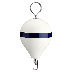 POLYFORM MOORING BUOY W/ SS 13.5" DIAM WHITE BLUE STRIPE