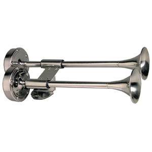 SCHMITT MARINE DELUXE SS  SHORTY DUAL TRUMPET HORN 12V