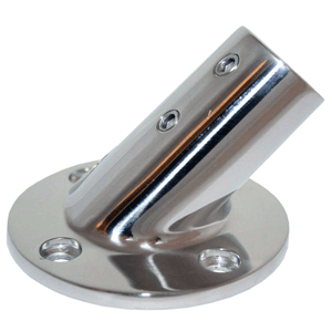 WHITECAP 1" OD 45 DEGREE ROUND BASE SS RAIL FITTING