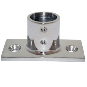 WHITECAP 7/8" OD 90 DEG 2-HOLE RECTANGLE BASE SS RAIL FITTING