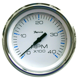 FARIA CHESAPEAKE WHITE SS 4" TACHOMETER 4000 RPM DIESEL