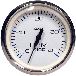 FARIA CHESAPEAKE WHITE SS 4" TACHOMETER 4000 RPM DIESEL