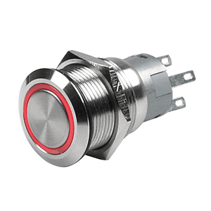 BEP PUSH-BUTTON SWITCH 12V LATCHING ON/OFF RED LED