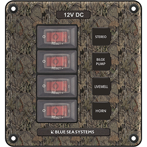 BLUE SEA 4323 CIRCUIT BREAKER SWITCH PANEL 4 POSITION CAMO