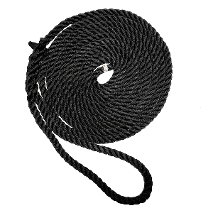 NEW ENGLAND ROPE 1/2" X 15' NYLON 3 STRAND DOCK LINE BLACK