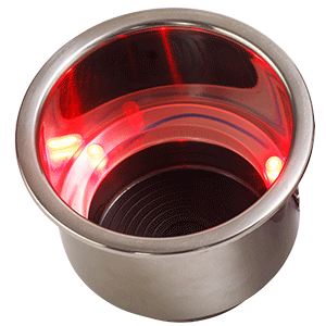 SEA DOG SS FLUSH MOUNT DRINK HOLDER COMBO JUMBO W/RED LED