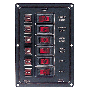 SEA DOG ALUMINUM SWITCH PANEL VERTICAL SIX SWITCH