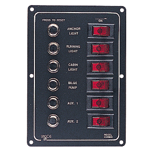 SEA DOG ALUMINUM CIRCUIT  BREAKER PANEL SIX CIRCUT