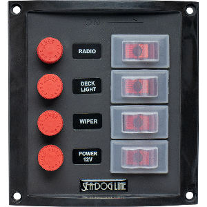 SEA DOG SPLASH GUARD SWITCH PANEL VERTICAL FOUR SWITCH