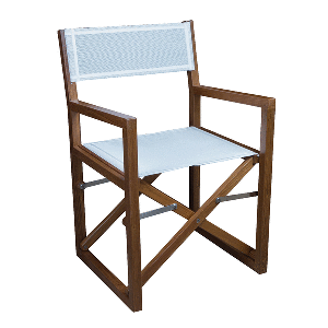 WHITECAP TEAK DIRECTOR'S CHAIR WITH WHITE BATYLINE FABRIC