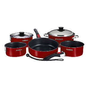 MAGMA NESTING 10 PIECE RED  SLATE BLACK CERAMICA INDUCTIO