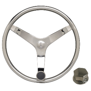 UFLEX V46 SS STEERING WHEEL  W/SPEED KNOB AND CHROME NUT