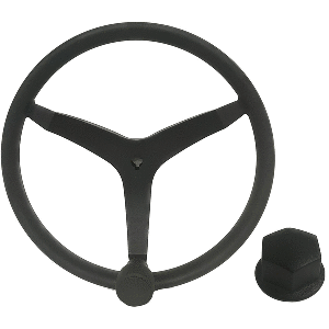 UFLEX V46B SS STEERING WHEEL W/SPEED KNOB AND NUT - BLACK